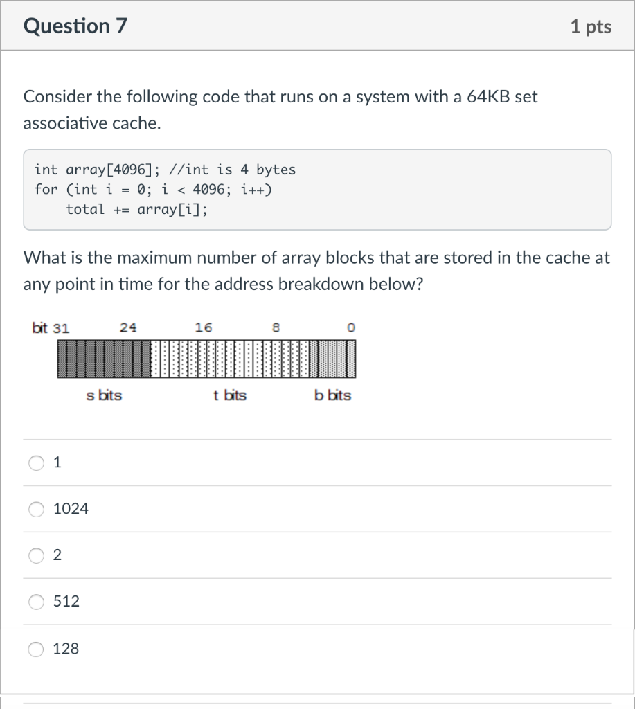 Solved Question 7 1 pts Consider the following code that | Chegg.com