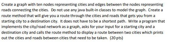 Create a graph with ten nodes representing cities and | Chegg.com