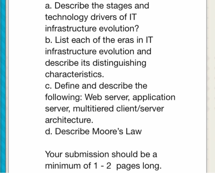 Solved Describe the stages and technology drivers of IT