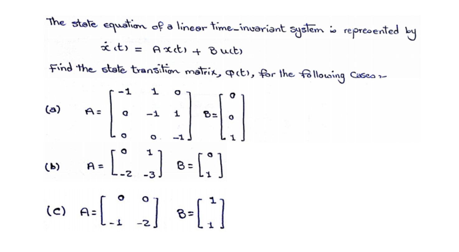 Solved The state equation of a linear time-invariant system | Chegg.com