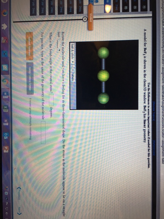 Solved A model for BeF_2 is shown in the chem3D window. | Chegg.com