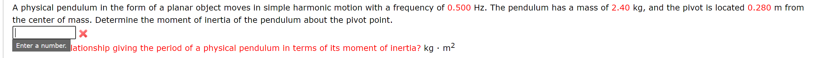 Solved A Physical Pendulum In The Form Of A Planar Object Chegg Com