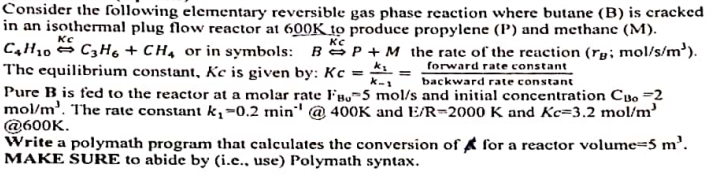 Consider the following elementary reversible gas | Chegg.com