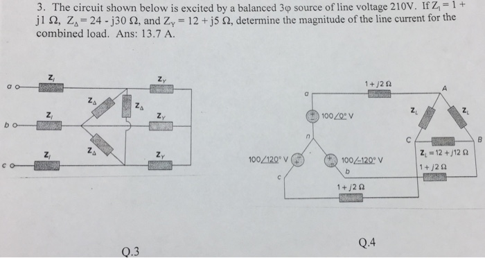 Solved The circuit shown below is excited by a balanced 3 | Chegg.com