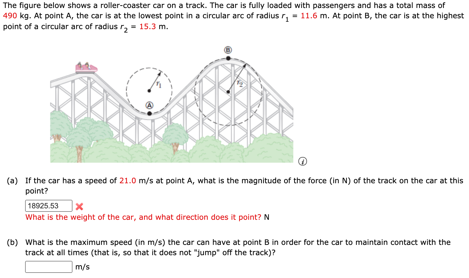 Solved The Figure Below Shows A Roller-coaster Car On A | Chegg.com