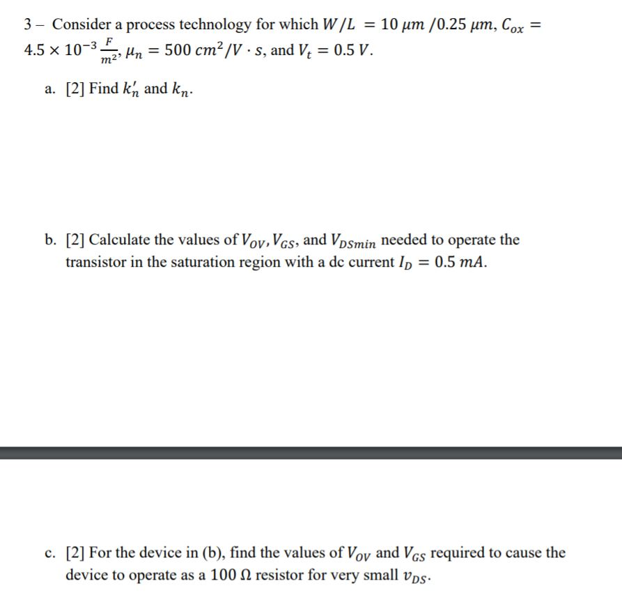 Solved 3 Consider A Process Technology For Which W L Chegg Com