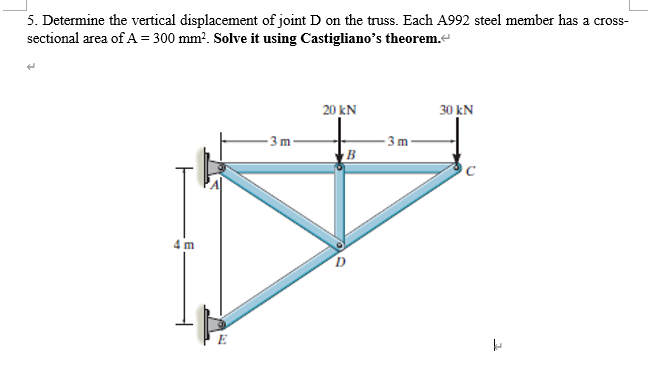 Solved 5. Determine the vertical displacement of joint D on | Chegg.com