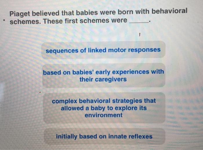 Solved Piaget believed that babies were born with behavioral