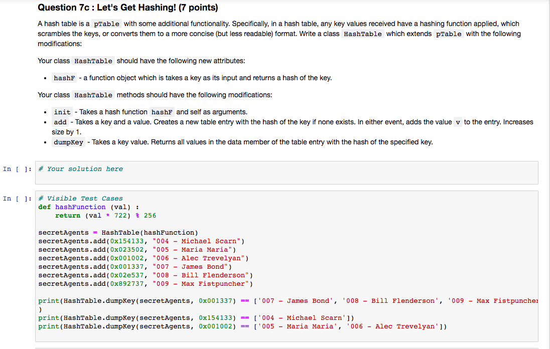 Question 7c : Let's Get Hashing! (7 points) A hash | Chegg.com