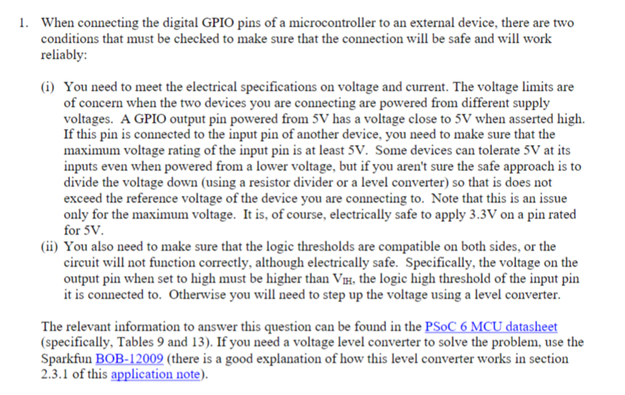 1. When connecting the digital GPIO pins of a | Chegg.com