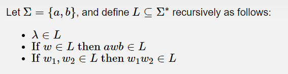 Solved Let Σ={a,b}, and define L⊆Σ∗ recursively as follows: | Chegg.com