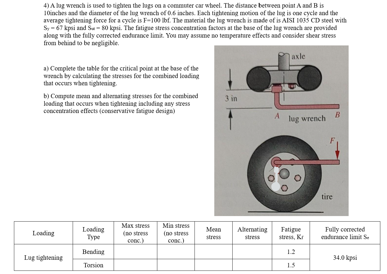 Solved 4) A lug wrench is used to tighten the lugs on a