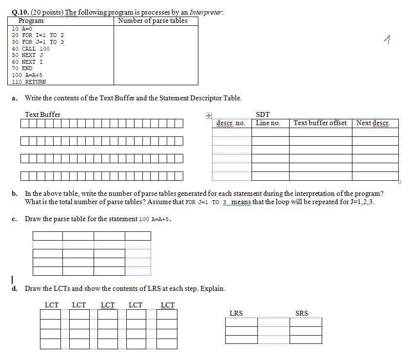 Solved 1 Q.10. (20 points) The following program is | Chegg.com