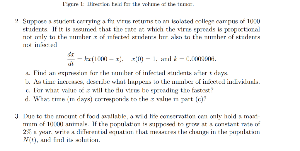 Solved Figure 1: Direction field for the volume of the | Chegg.com