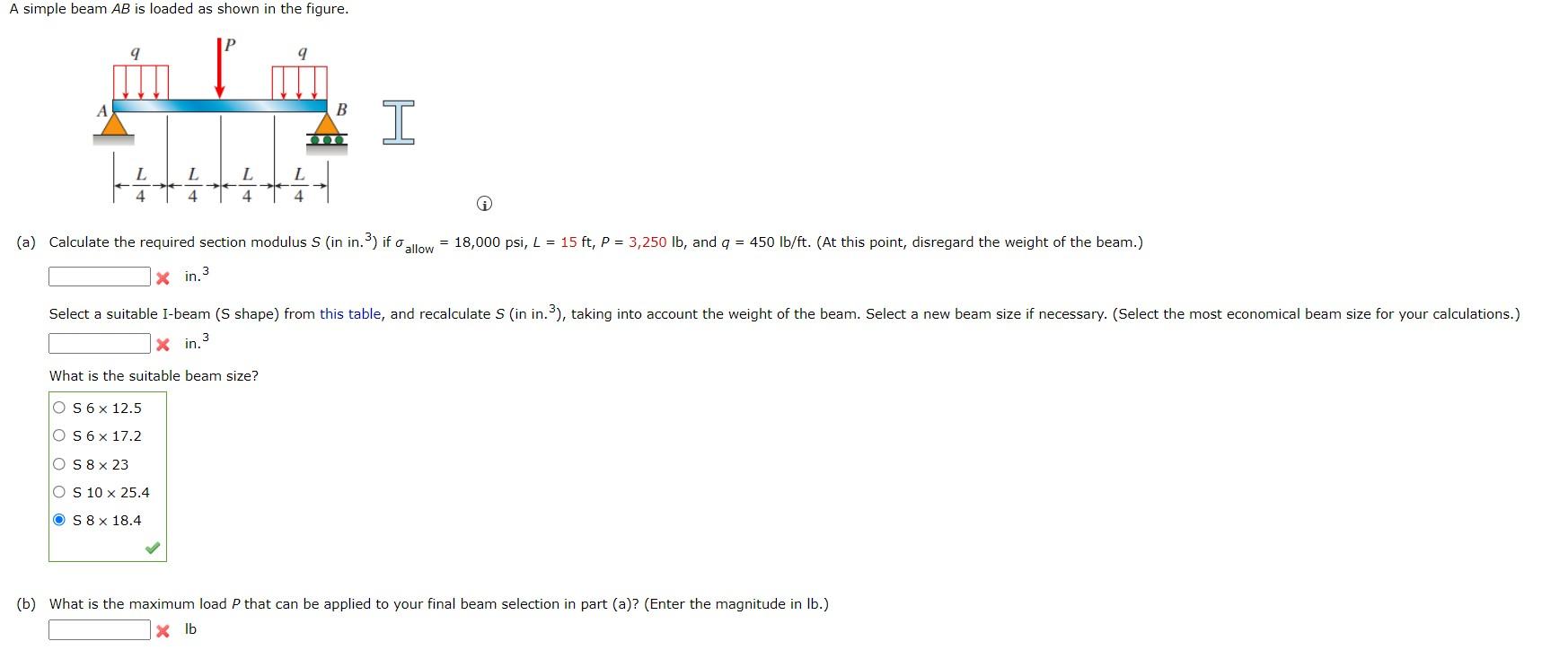 Solved A simple beam AB is loaded as shown in the figure. 9 | Chegg.com