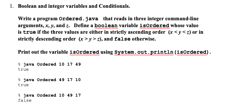 Solved 1. Boolean and integer variables and Conditionals. | Chegg.com