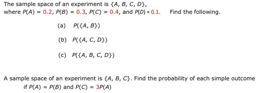 Solved The sample space of an experiment is A B C D Chegg