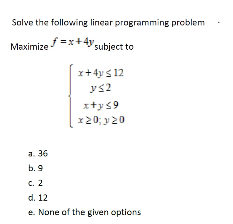 Solved Solve The Following Linear Programming Problem | Chegg.com