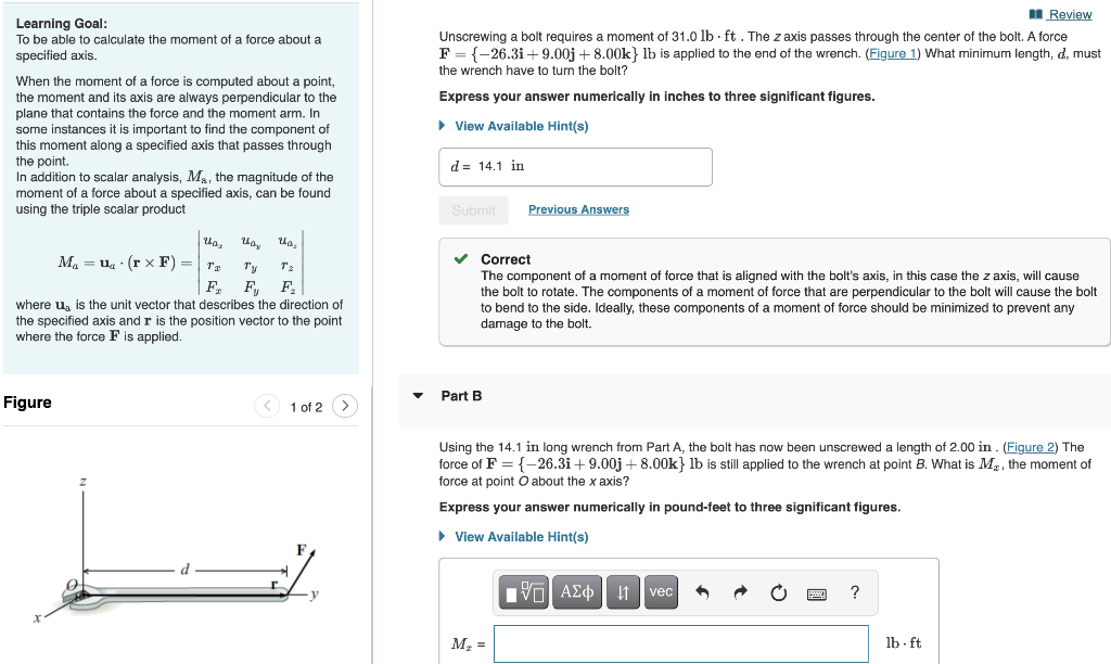 Solved Learning Goal: To Be Able To Calculate The Moment Of | Chegg.com