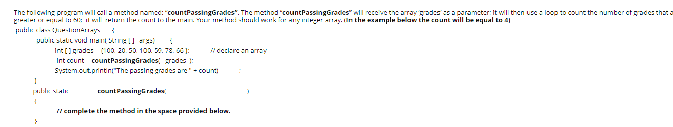 Solved IN JAVA PLEASE ANSWER public class QuestionArrays | Chegg.com