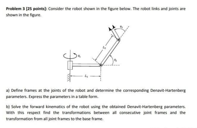 Solved Problem 3 [25 points]: Consider the robot shown in | Chegg.com