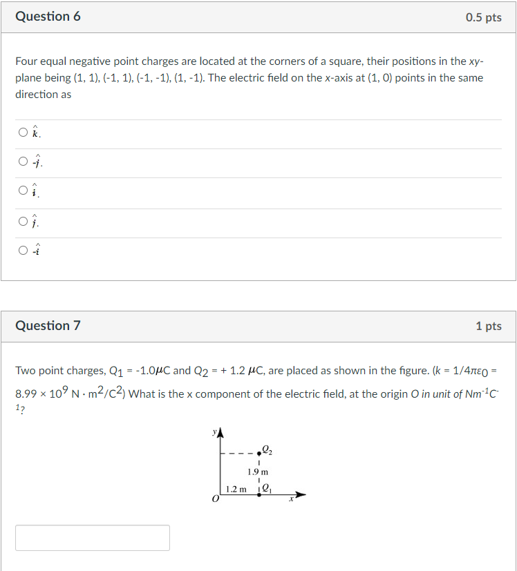 Solved Question 6 0.5 pts Four equal negative point charges | Chegg.com