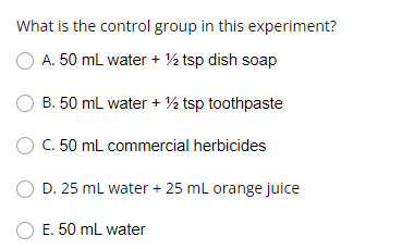 Solved What is the control group in this experiment? A. 50 | Chegg.com