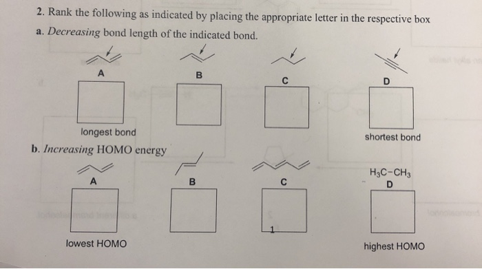Solved 2. Rank the following as indicated by placing the | Chegg.com