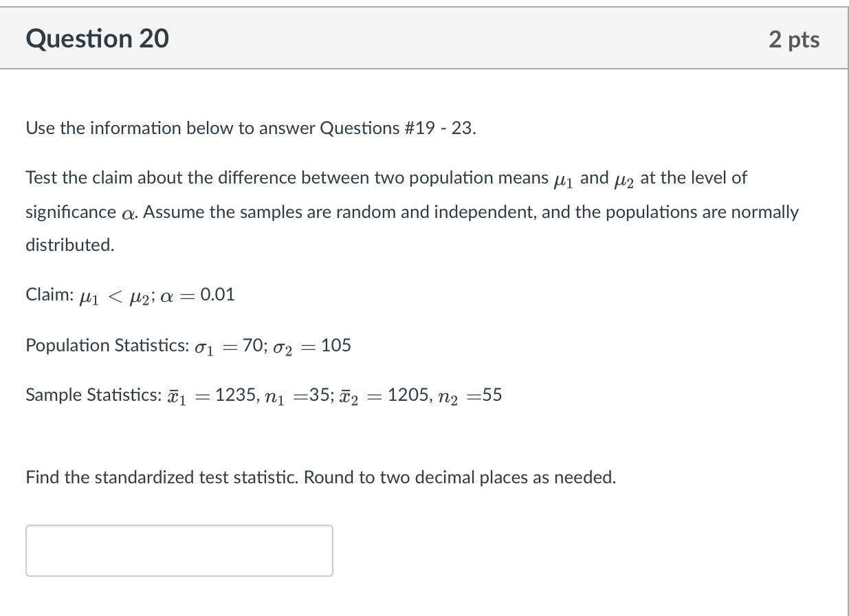 Solved Question 19 1 pts Use the information below to answer | Chegg.com