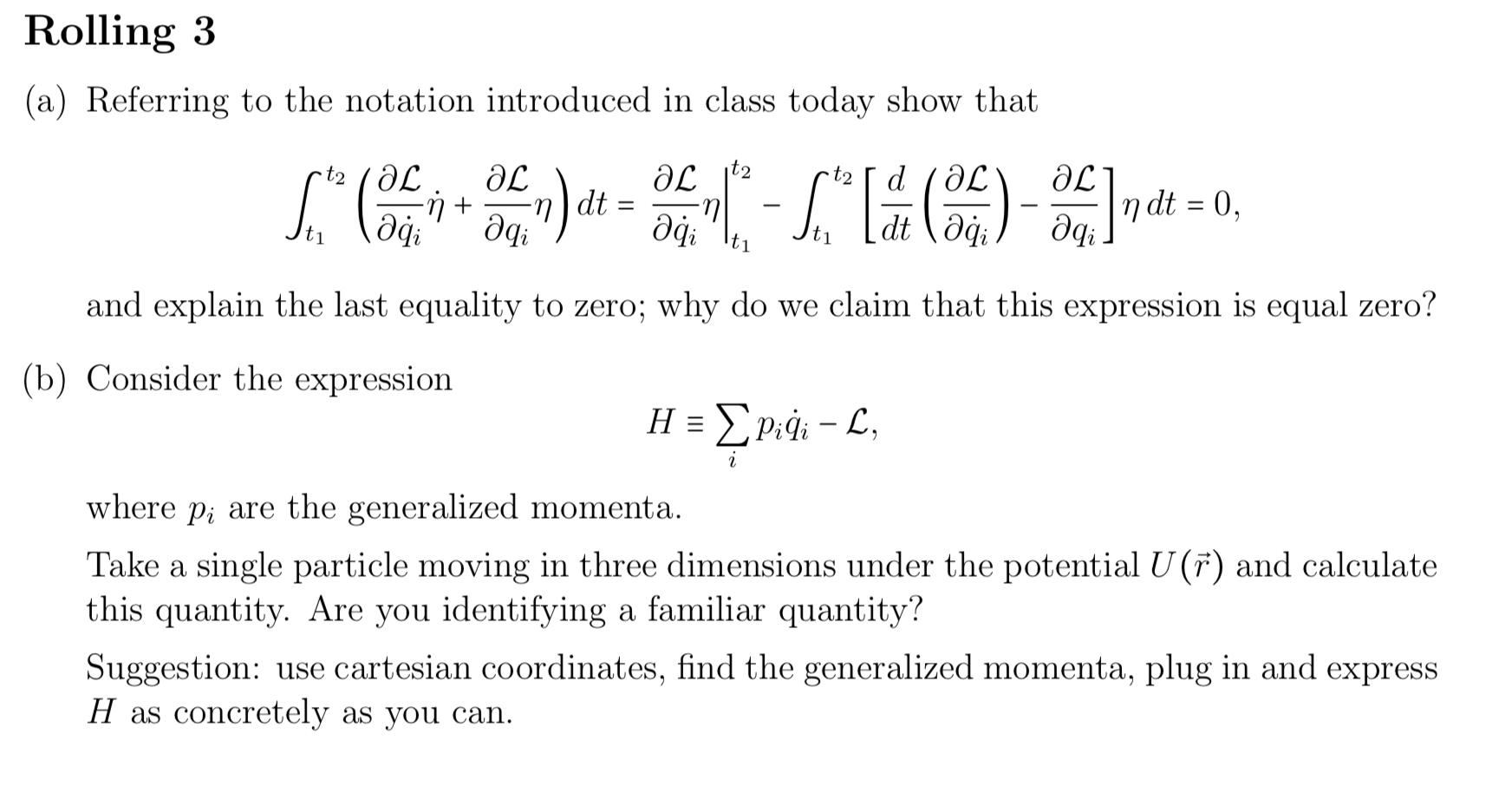 Solved Rolling 3 (a) Referring to the notation introduced in | Chegg.com