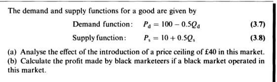 Solved The demand and supply functions for a good are given | Chegg.com
