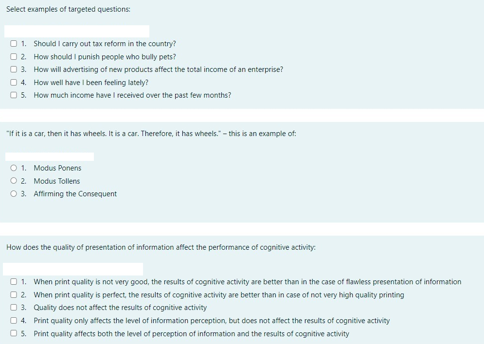 Solved Select examples of targeted questions: 1. Should I | Chegg.com