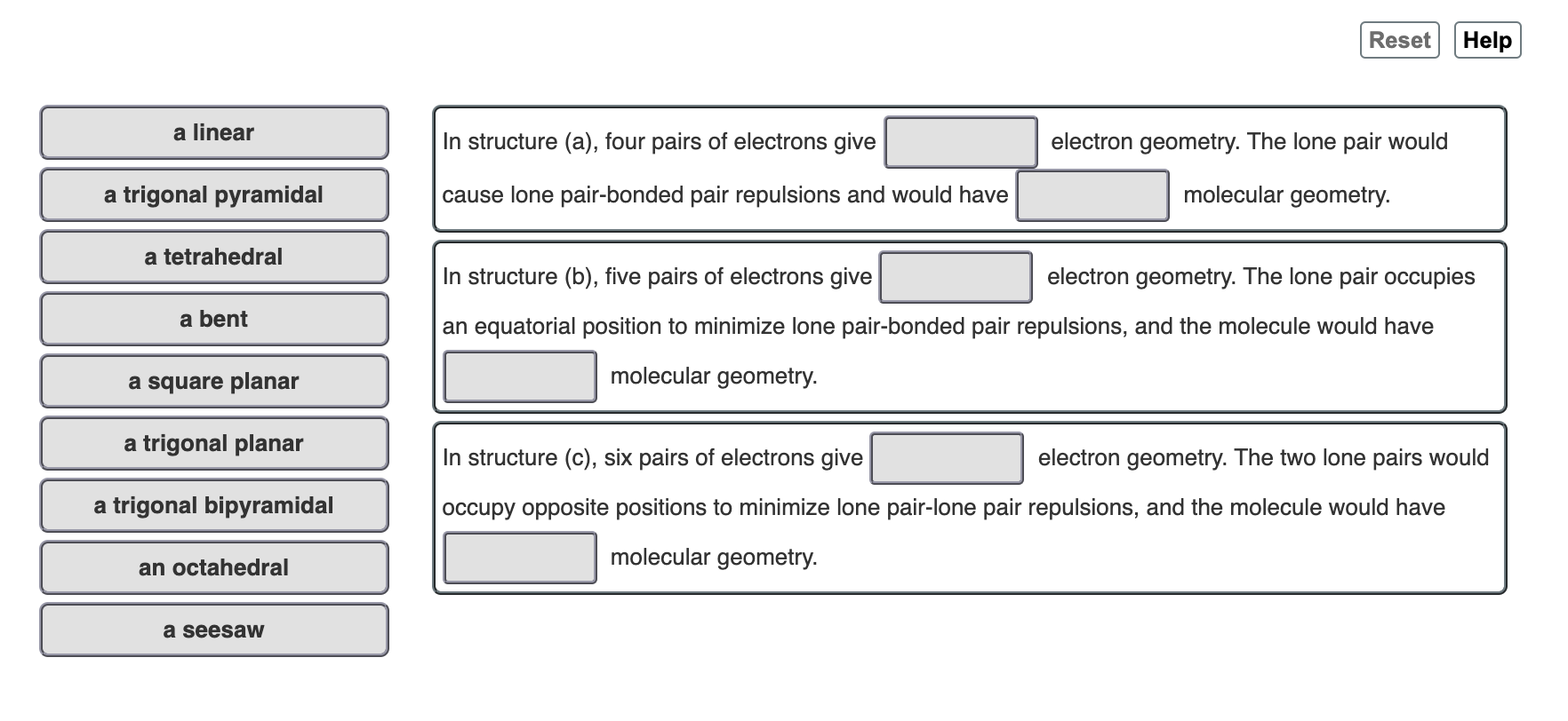 Solved Reset Help a linear In structure (a), four pairs of