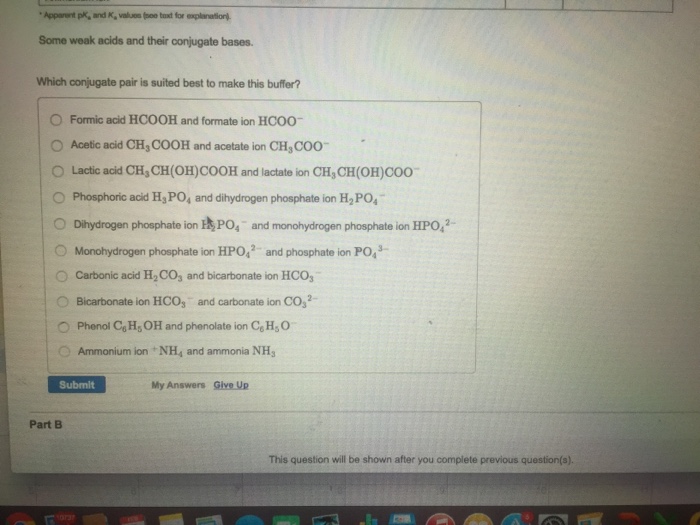 Solved Part A You need to make a buffer whose pH is 70, and | Chegg.com
