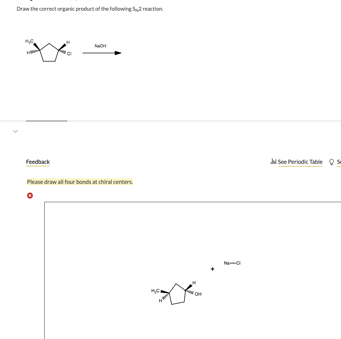 Solved Draw the correct organic product of the following SN2