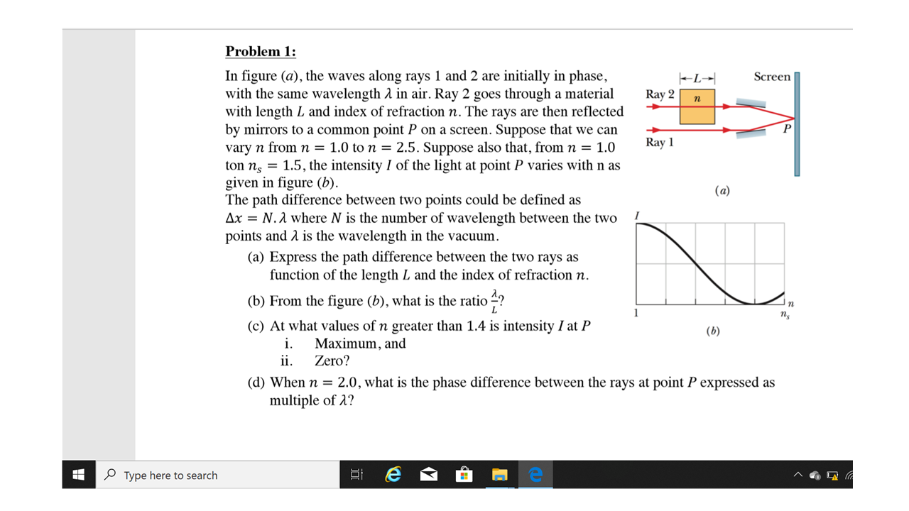 Solved Problem 1: In figure (a), the waves along rays 1 and | Chegg.com