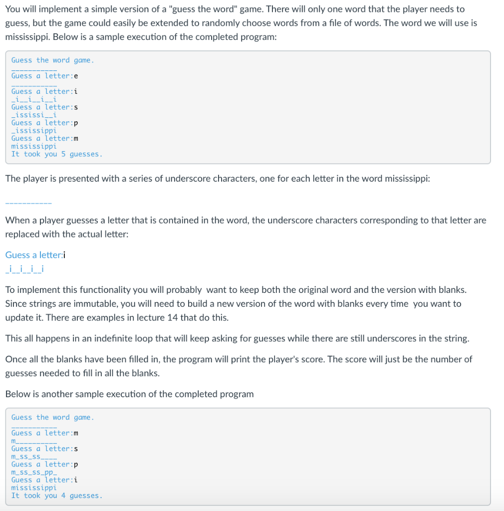 Solved You will implement a simple version of a "guess the | Chegg.com
