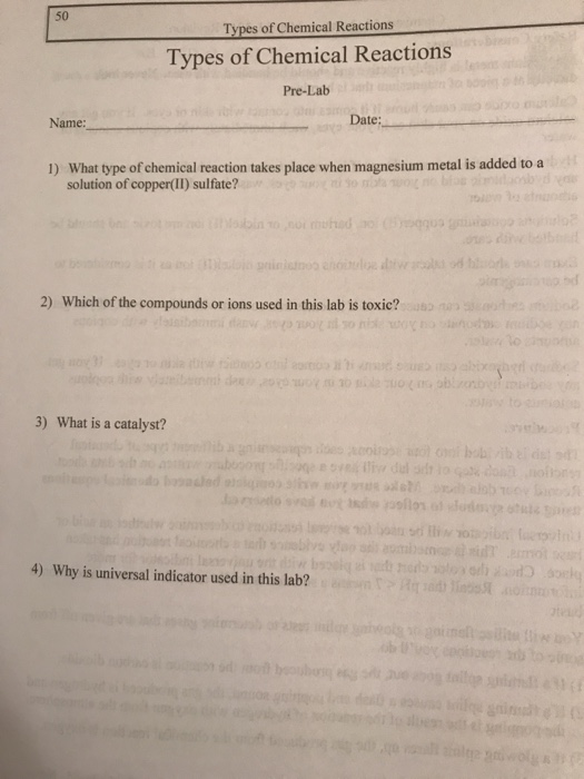 Solved 50 Types of Chemical Reactions Types of Chemical