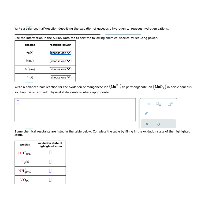 Solved Write A Balanced Half Reaction Describing The 0129