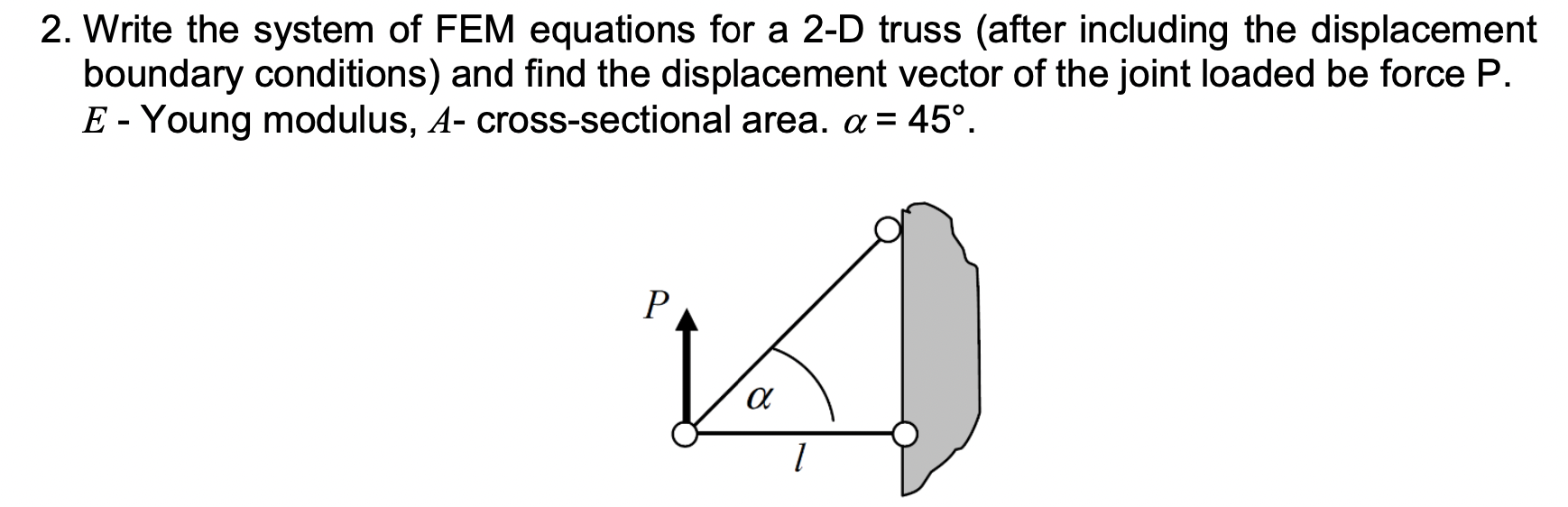 Solved 2. Write the system of FEM equations for a 2-D truss | Chegg.com