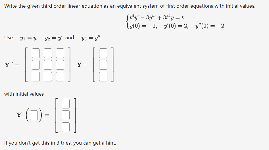 Solved Write the given third order linear equation as an | Chegg.com