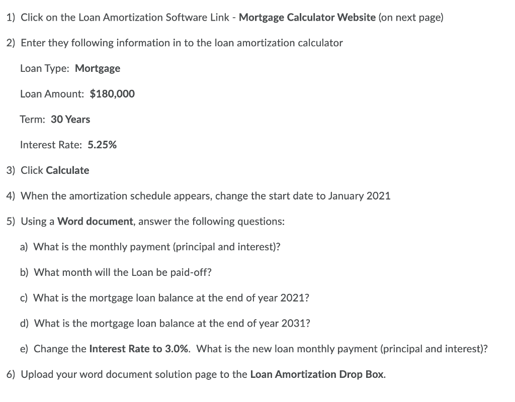 Solved 1 click on the loan amortization software link chegg