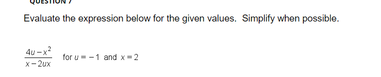 Solved Evaluate the expression below for the given values. | Chegg.com