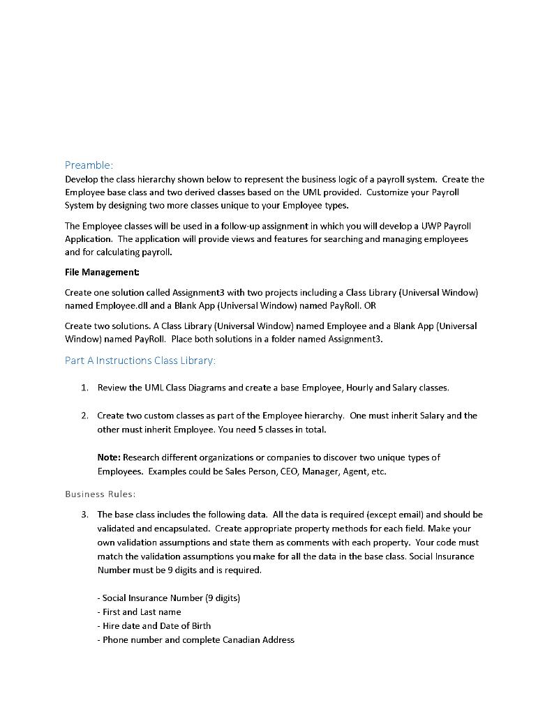 Solved Preamble: Develop the class hierarchy shown below to | Chegg.com