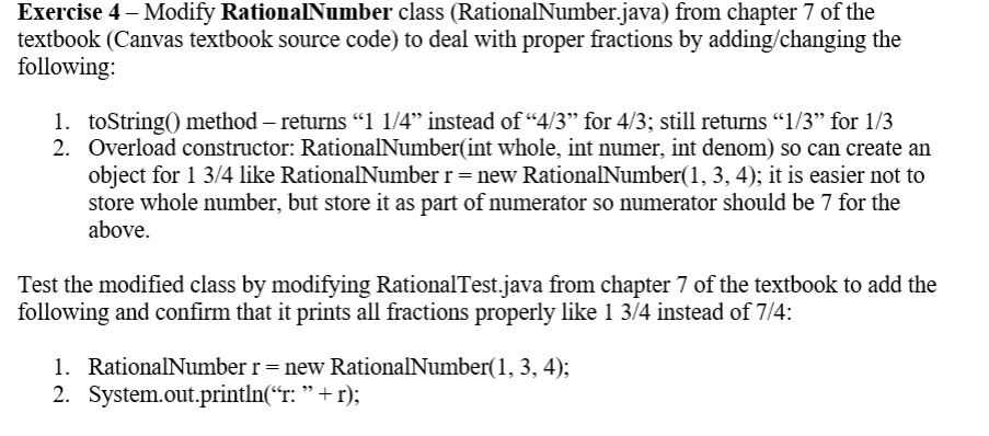 rational number program in java| object oriented... Code in Java | Chegg.com