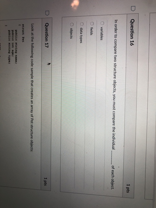Solved DQuestion 13 1 pts Look at the following code sample: | Chegg.com