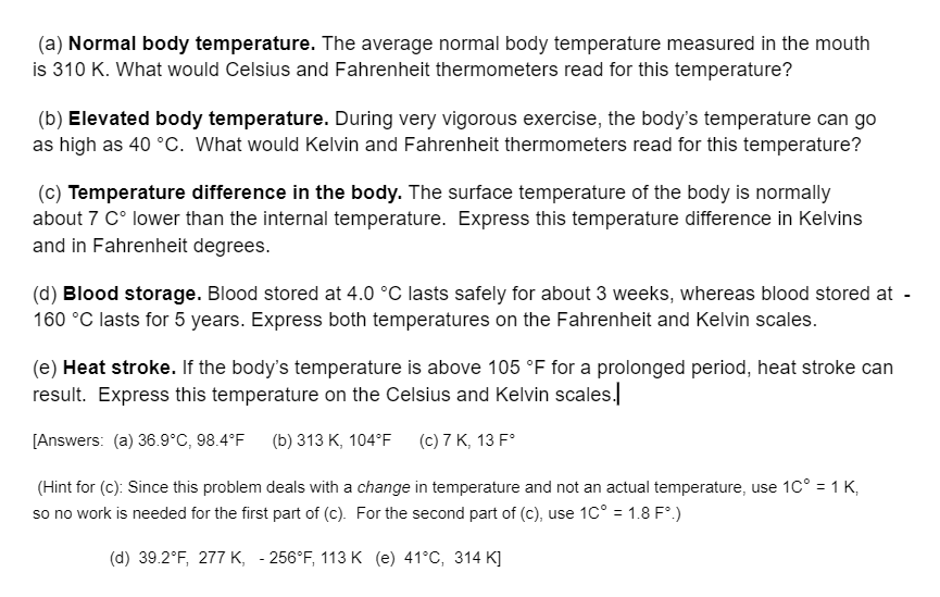 Solved (a) Normal body temperature. The average normal body