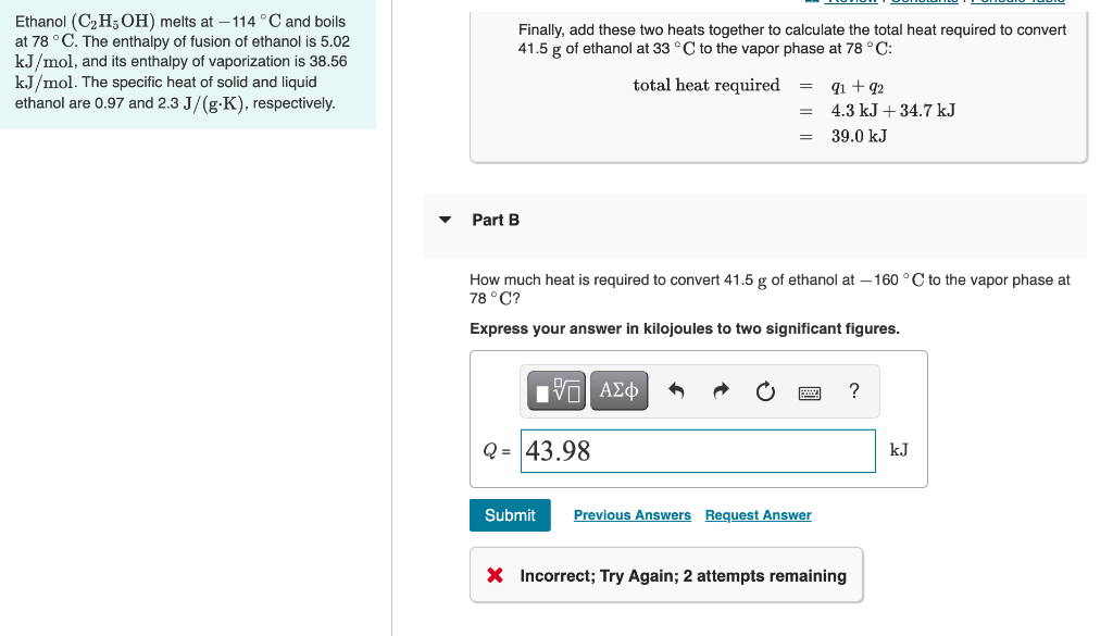 Solved Finally, add these two heats together to calculate | Chegg.com