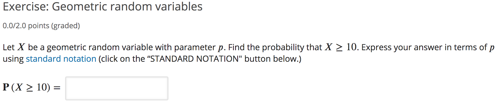 geometric random variables assignment quizlet