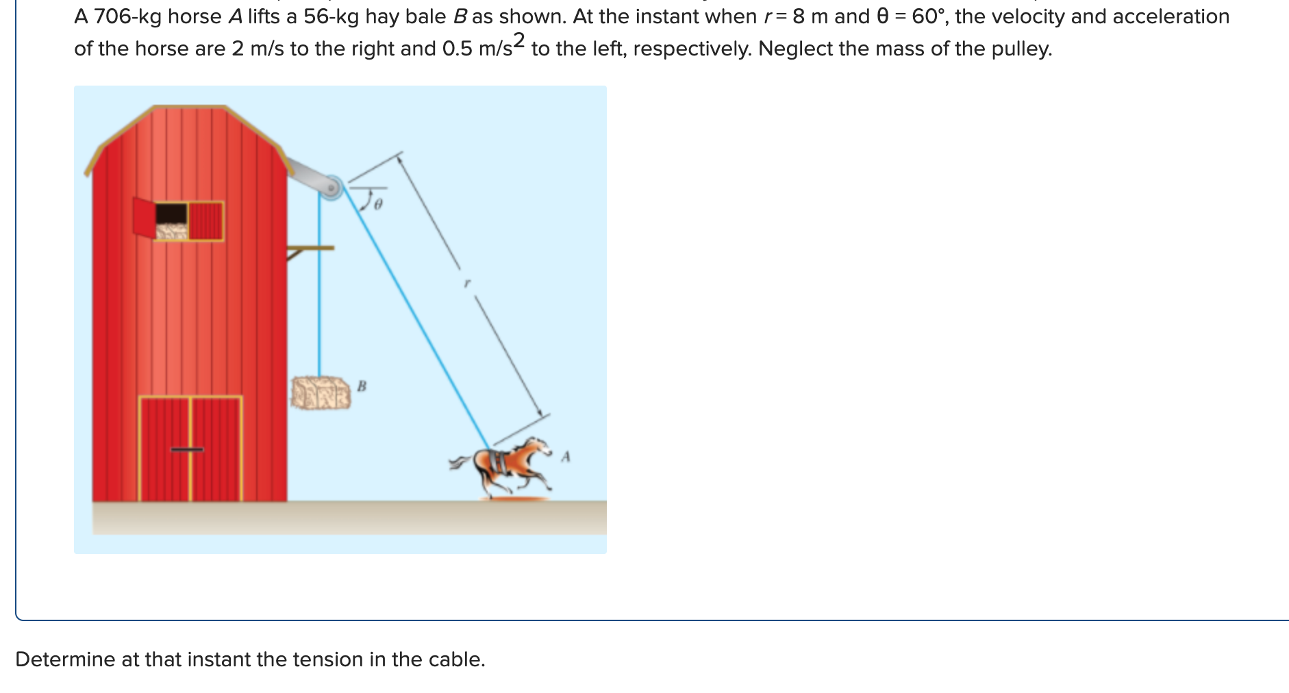 Solved A 706-kg Horse A Lifts A 56-kg Hay Bale B As Shown. | Chegg.com